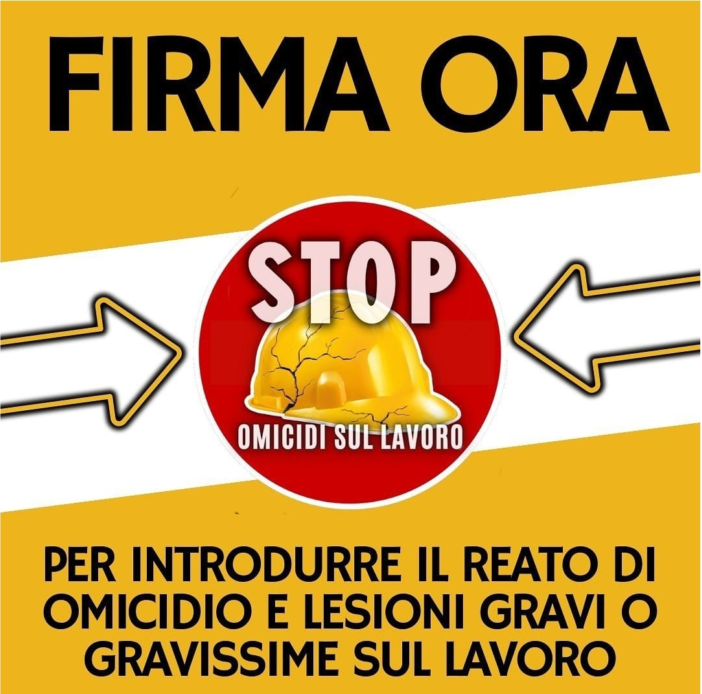 Proteggiamo chi lavora. Firma per la legge contro gli omicidi sul lavoro.